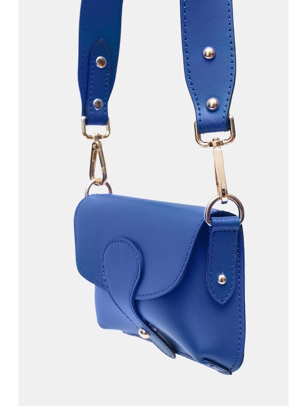 Sac pochette banane en croûte de cuir de vachette lisse-PHILOMENE 3968-BLEU ROI — vue 3