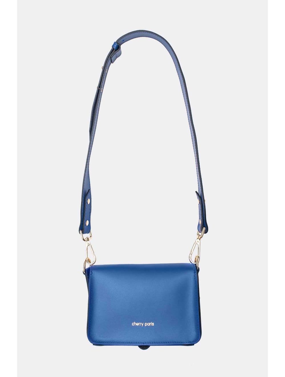Sac pochette banane en croûte de cuir de vachette lisse-PHILOMENE 3968-BLEU ROI — vue 4