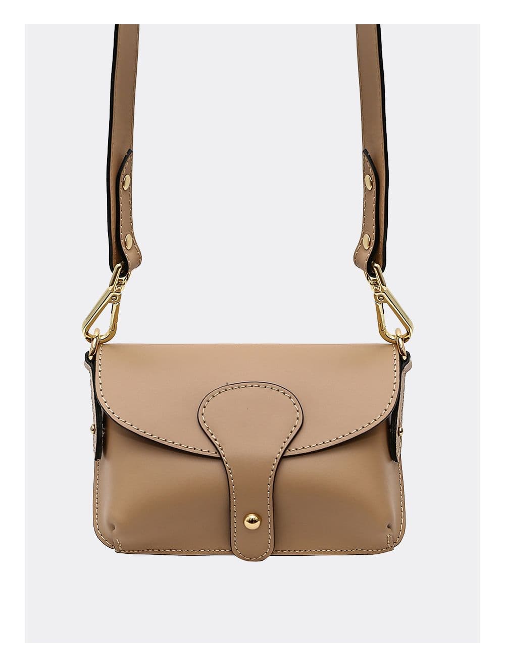 Sac pochette banane en croûte de cuir de vachette lisse-PHILOMENE 3968-SABLE — vue 4