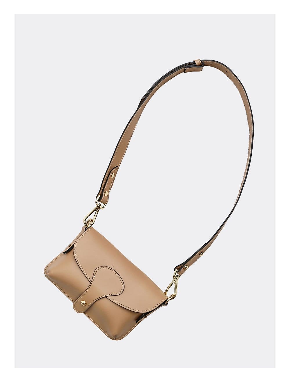 Sac pochette banane en croûte de cuir de vachette lisse-PHILOMENE 3968-SABLE — vue 5
