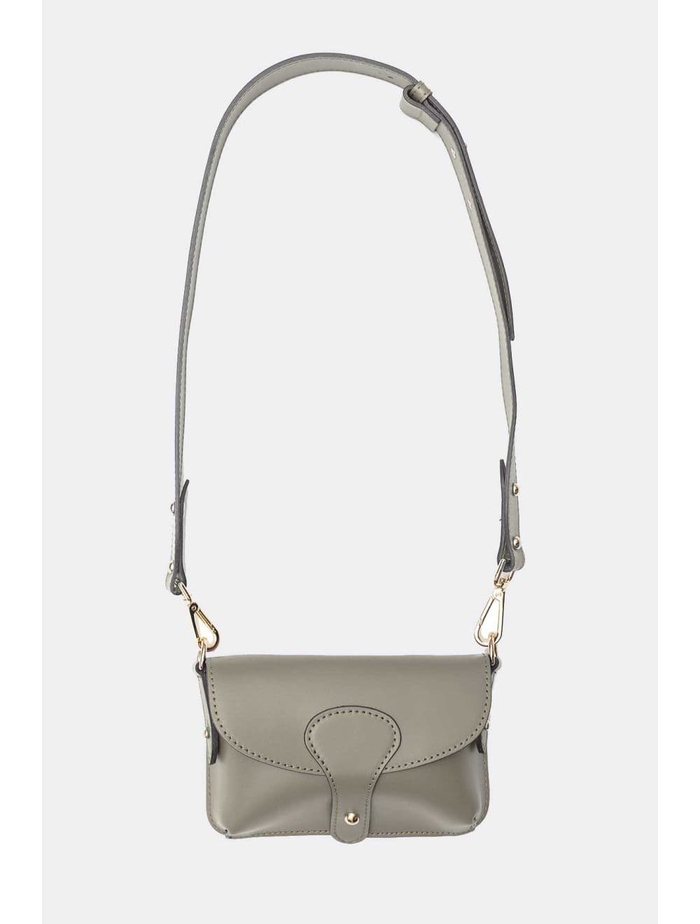 Sac pochette banane en croûte de cuir de vachette lisse-3968 PHILOMENE-Taupe