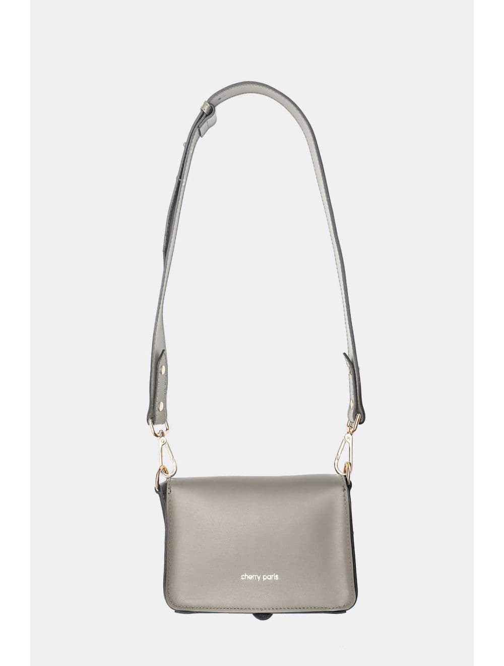 Sac pochette banane en croûte de cuir de vachette lisse-3968 PHILOMENE-Taupe — vue 3