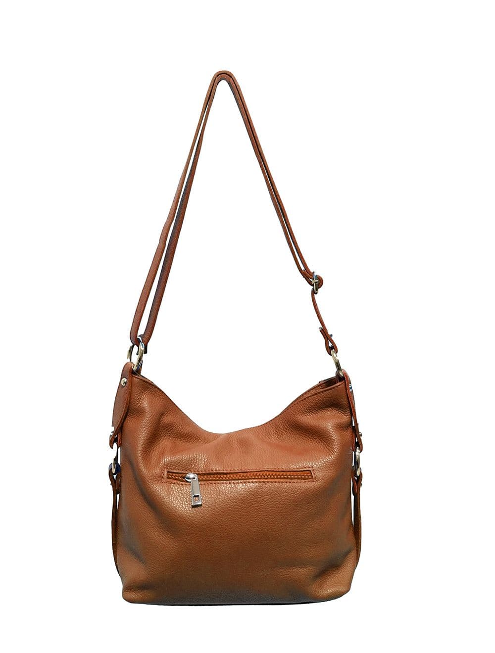 Sac Porté travers en cuir vachette grainée RI-3853-Cognac — vue 3