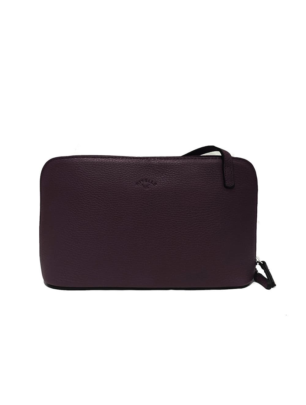 Sac Porté travers en cuir vachette grainé RI5156-Prune