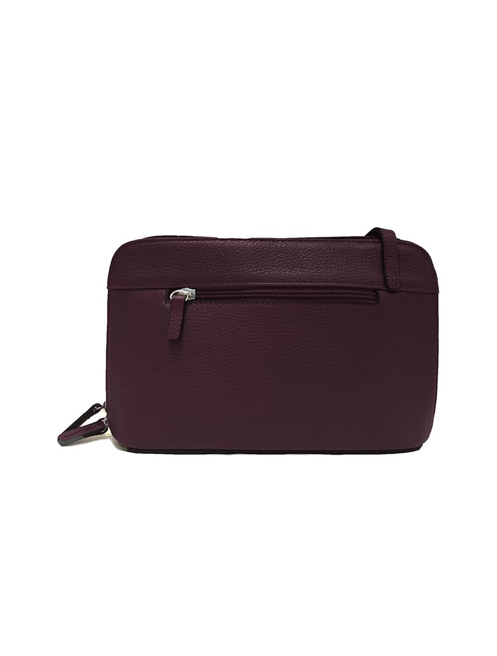 Sac Porté travers en cuir vachette grainé RI5156-Prune — vue 3