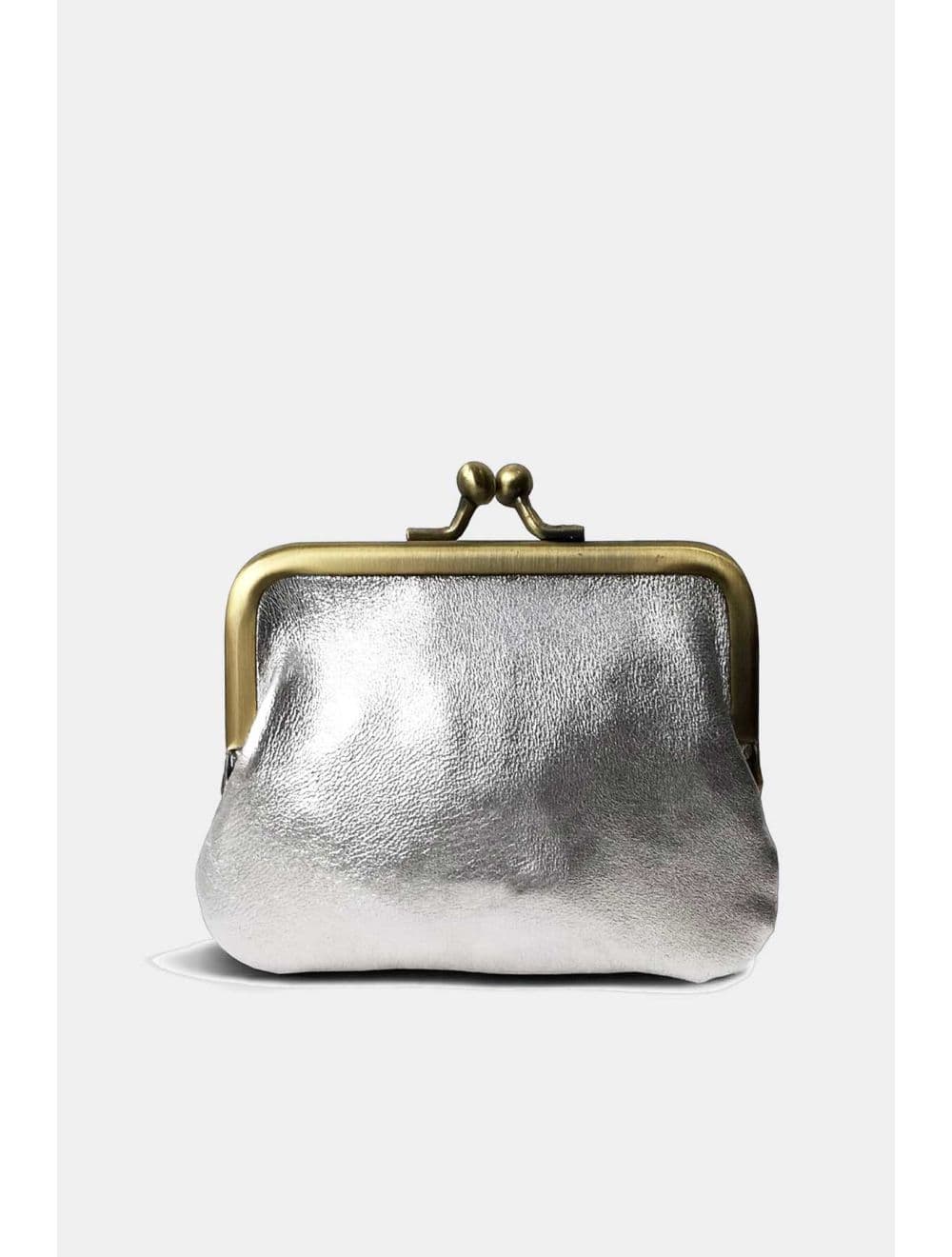 Porte-monnaie en croûte de cuir de vachette métallisé  3992-Argenté