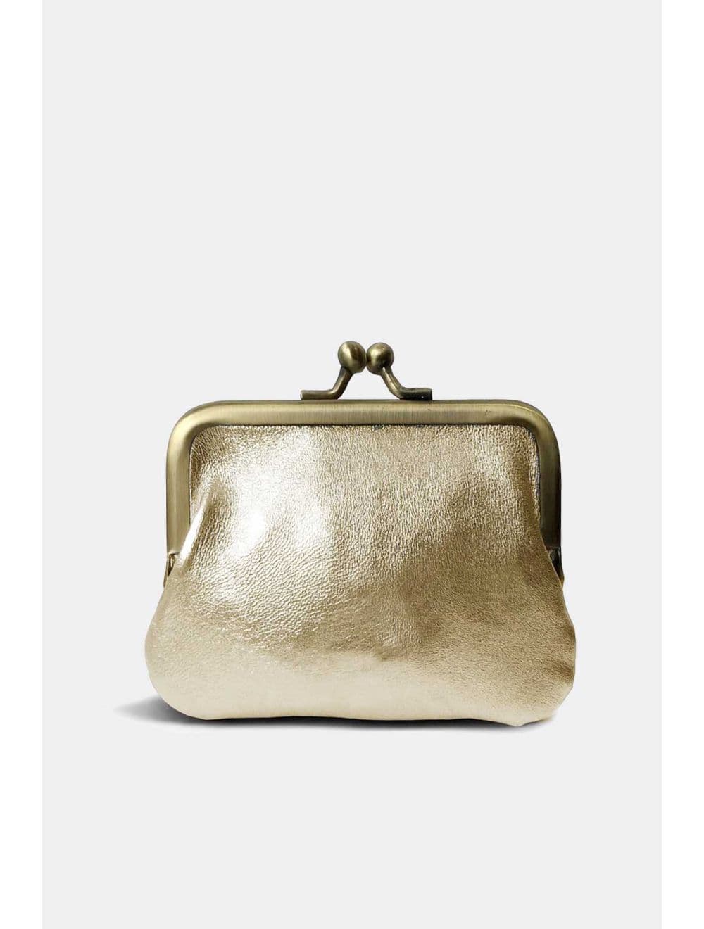 Porte-monnaie en croûte de cuir de vachette métallisé  3992-Doré