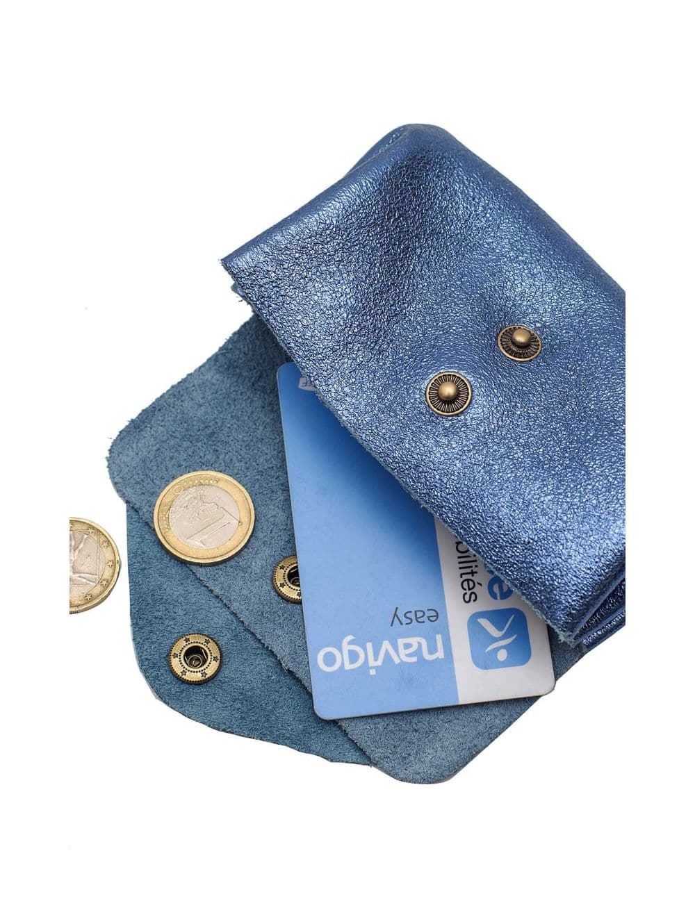 Pochette en Croûte Cuir Vachette Métallisé 4903 SUZIE METAL-Blue Metal — vue 5