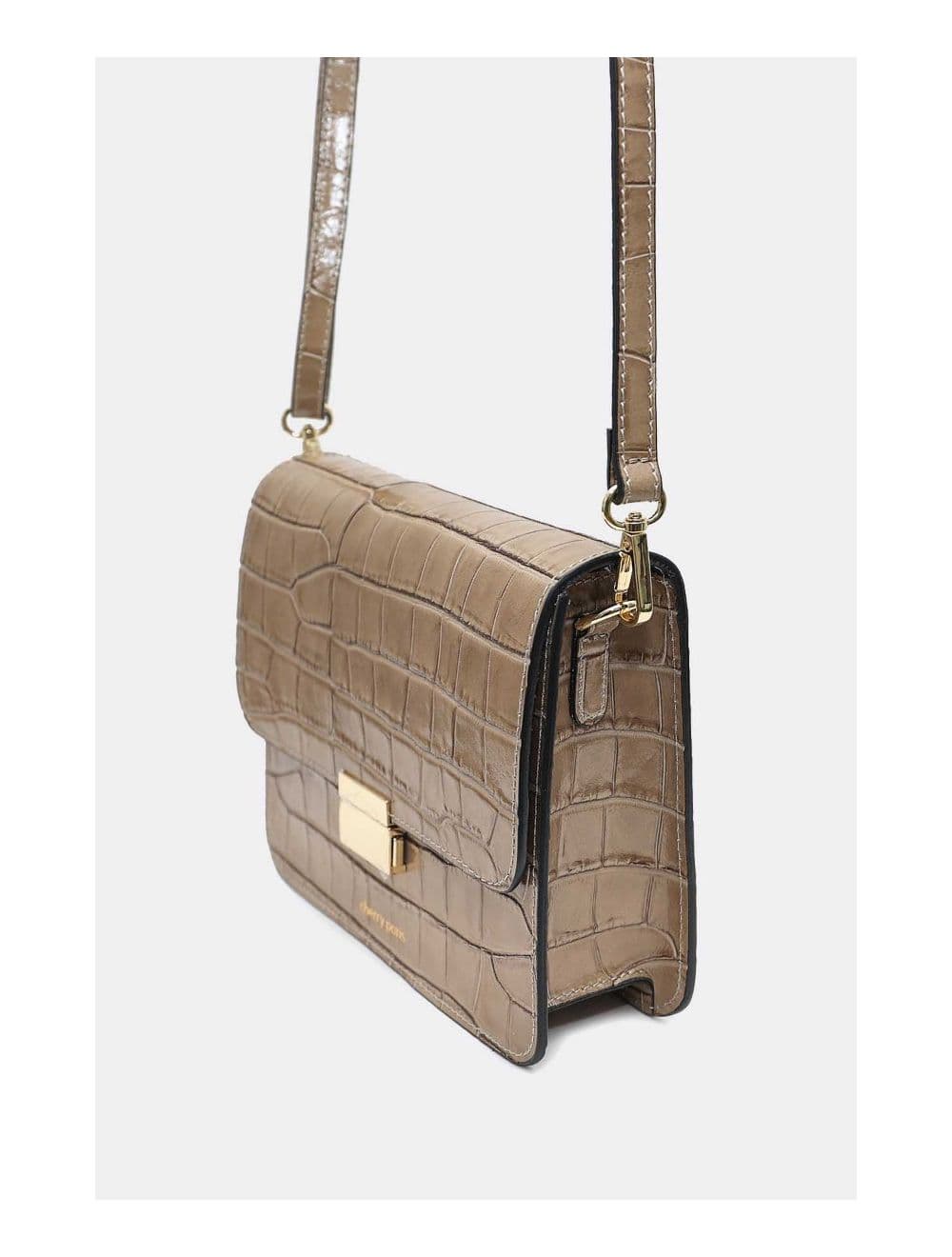 Sac Besace Croûte Cuir de Vachette Motif Croco 4074 MILENA CROCO-Taupe — vue 2