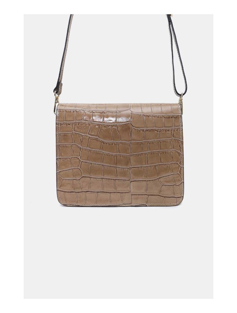Sac Besace Croûte Cuir de Vachette Motif Croco 4074 MILENA CROCO-Taupe — vue 3