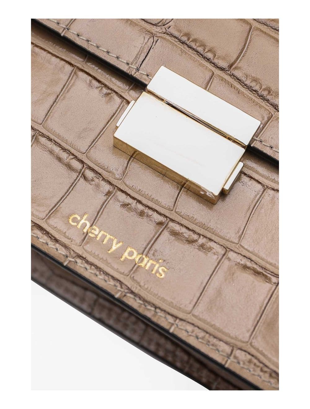 Sac Besace Croûte Cuir de Vachette Motif Croco 4074 MILENA CROCO-Taupe — vue 4