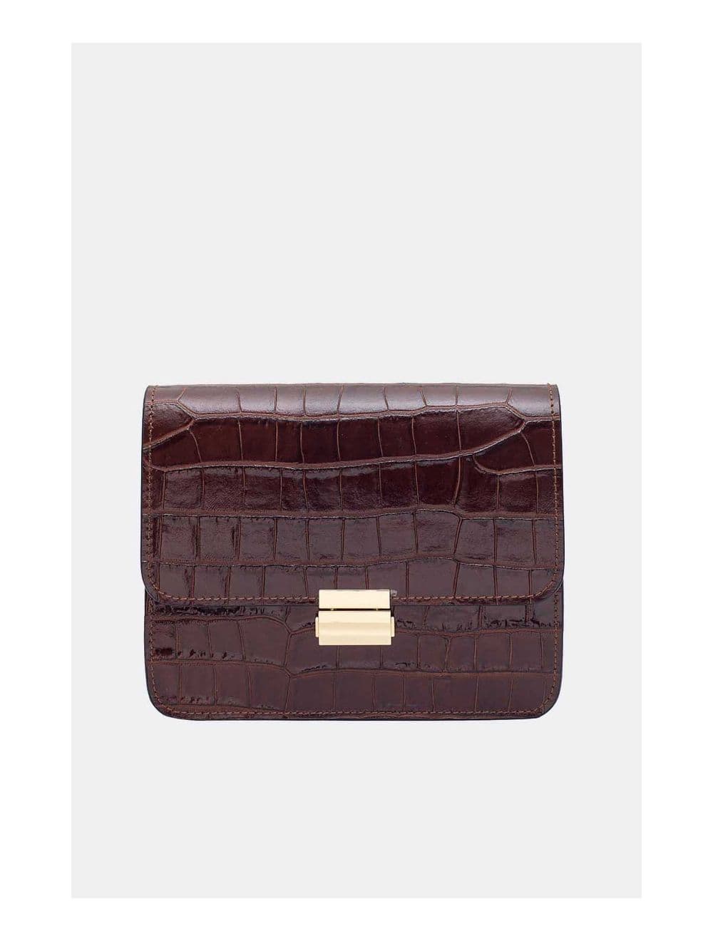 Sac Besace Croûte Cuir de Vachette Motif Croco 4074 MILENA CROCO-Marron — vue 2