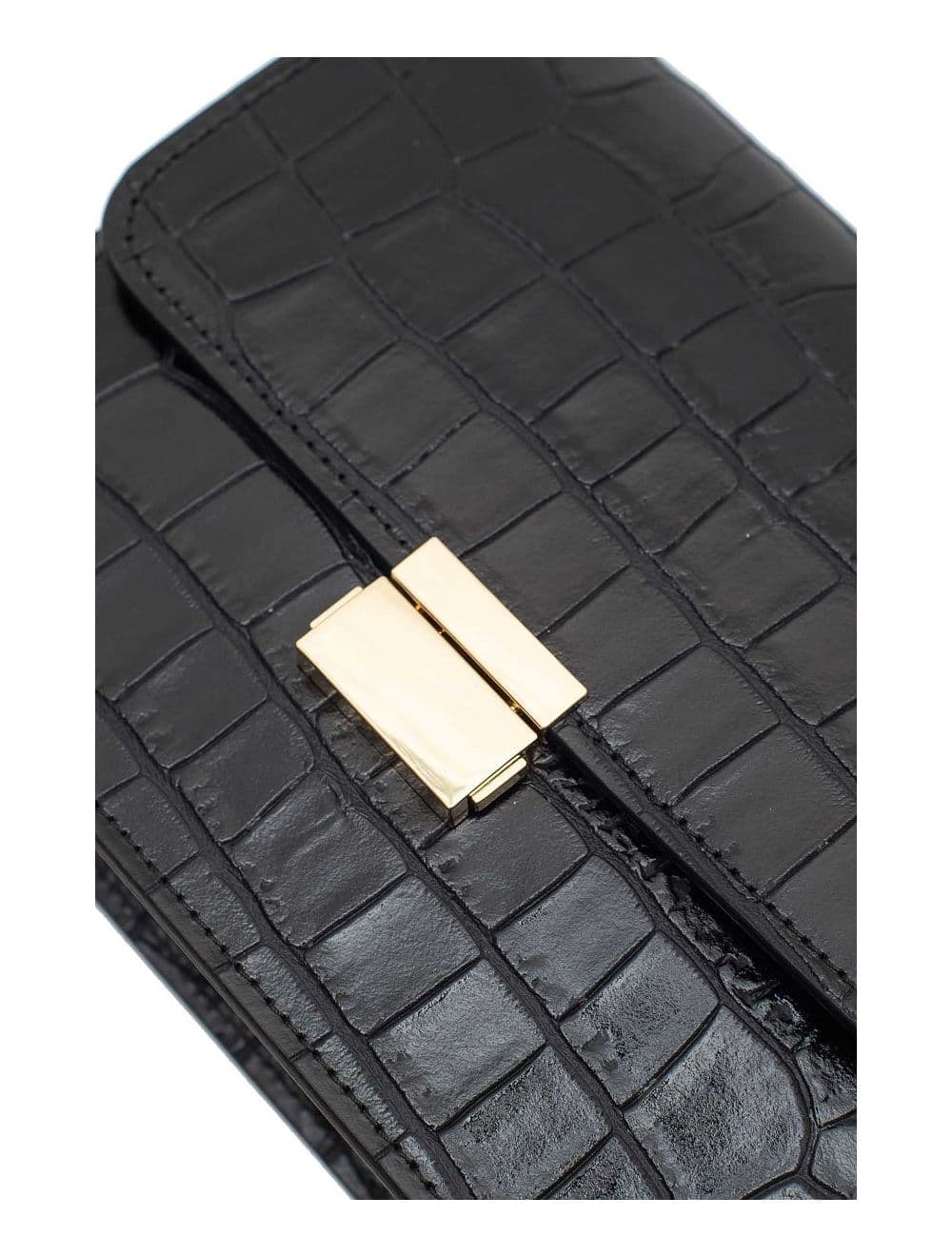 Sac Besace Croûte Cuir de Vachette Motif Croco 4074 MILENA CROCO-Noir — vue 4