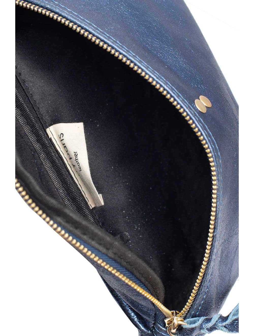 Sac Banane en Croûte de Cuir Vachette Métallisé NELLY METAL-4061-Bleu Metal — vue 5
