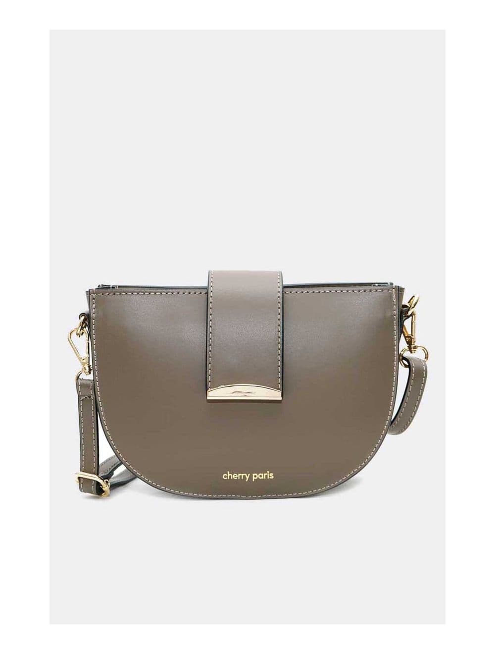 Sac Porté Croisé en Croûte Cuir Vachette Lisse 4077 TIGUIDA-Taupe — vue 2