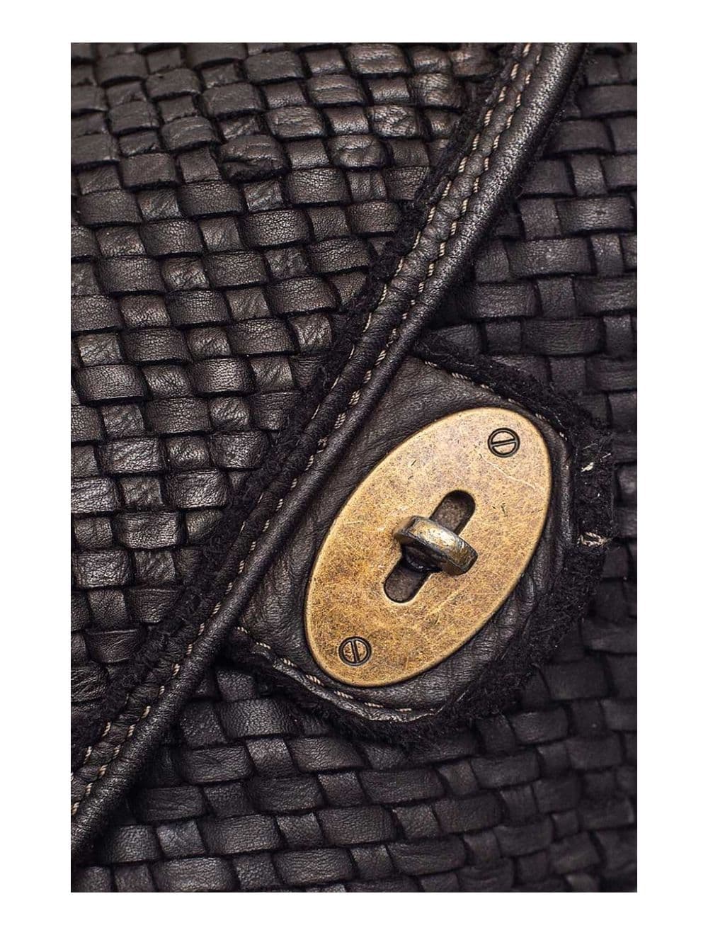 Sac Porté Main en Cuir Vachette Style Vintage Tressé LEOPOLDINE 4070-Black — vue 4