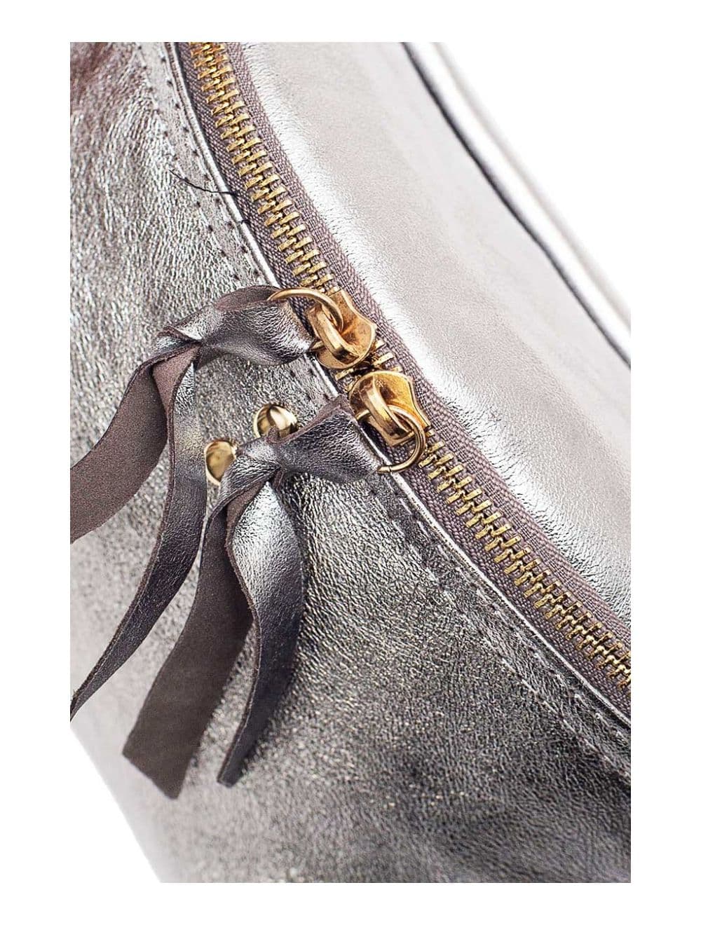 Sac Banane en Croûte de Cuir Vachette Métallisé NELLY METAL-4061-Silver — vue 3