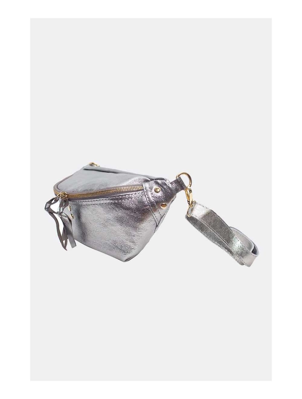 Sac Banane en Croûte de Cuir Vachette Métallisé NELLY METAL-4061-Silver — vue 4