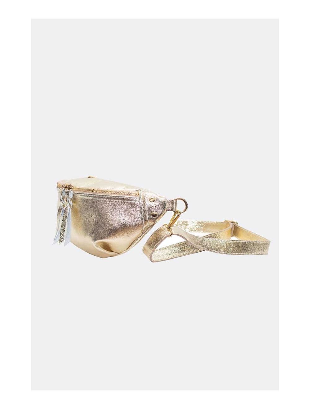 Sac Banane en Croûte de Cuir Vachette Métallisé NELLY METAL-4061-Gold