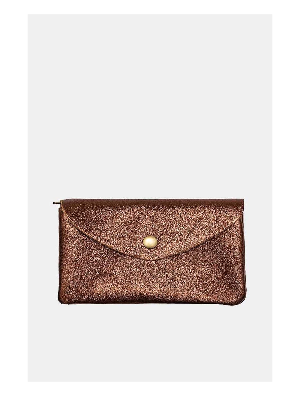 Pochette en Croûte Cuir Vachette Métallisé KEREN 4047-BRONZE
