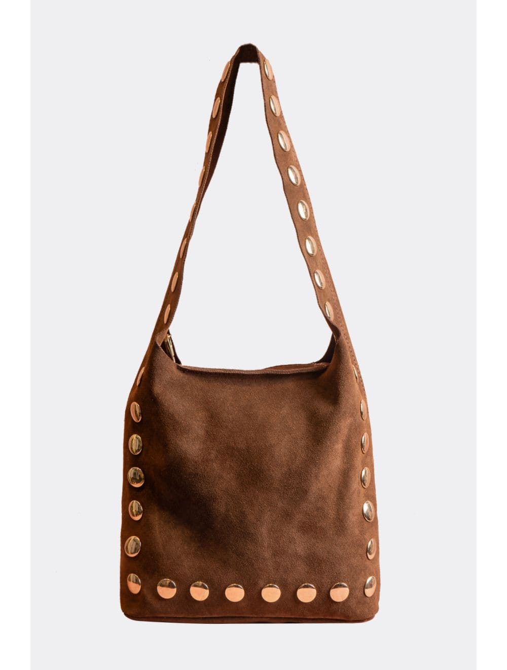 Sac Seau Porté Épaule En Croûte De Cuir De Vachette 4193 ALEXANE SUÈDE-Marron