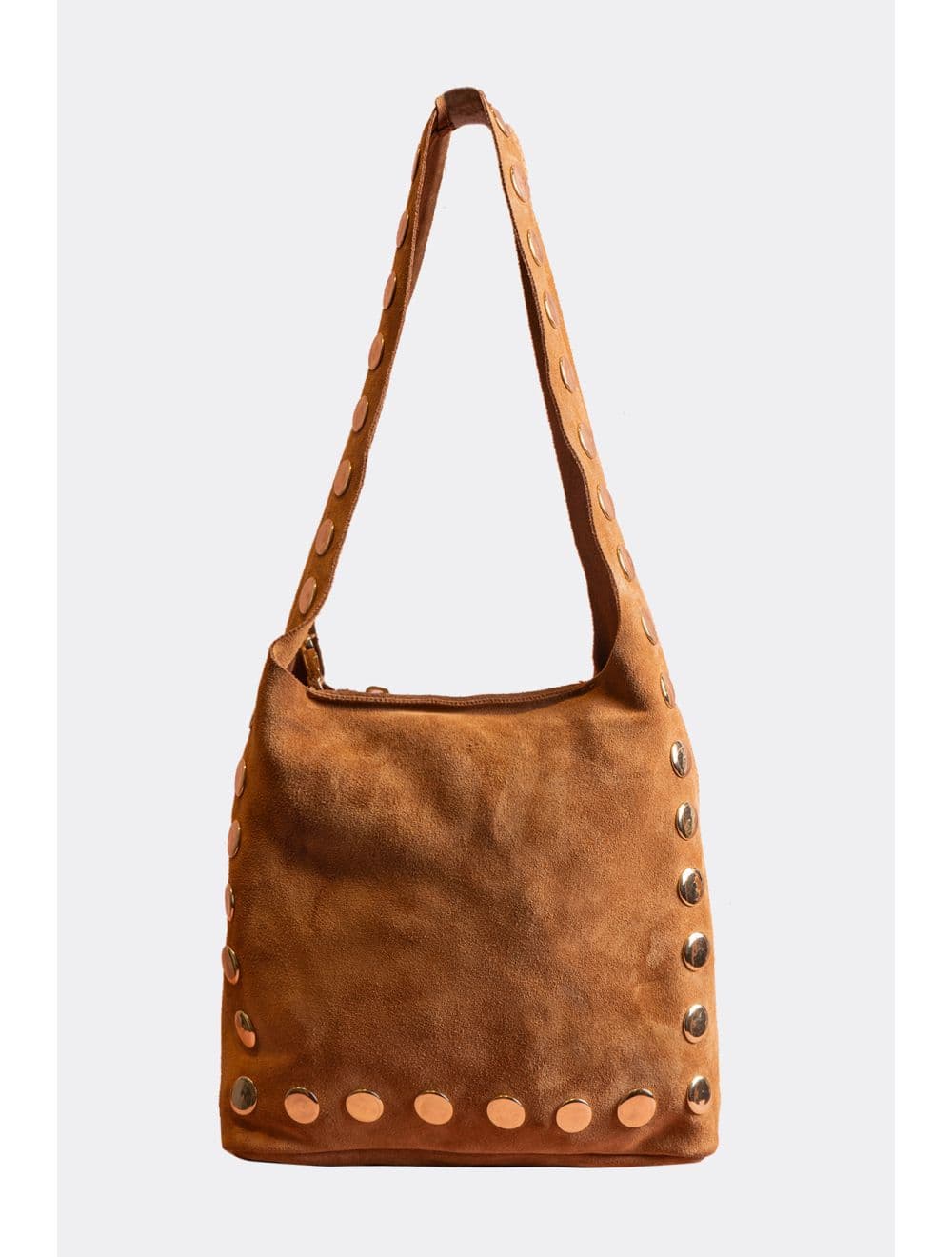Sac Seau Porté Épaule En Croûte De Cuir De Vachette 4193 ALEXANE SUÈDE-Camel