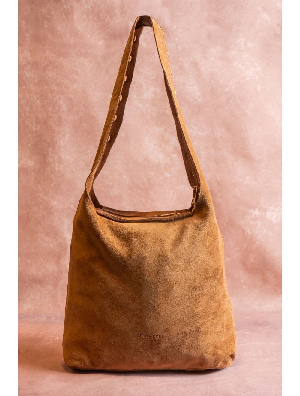 Sac Seau Porté Épaule En Croûte De Cuir De Vachette 4193 ALEXANE SUÈDE-Camel — vue 3