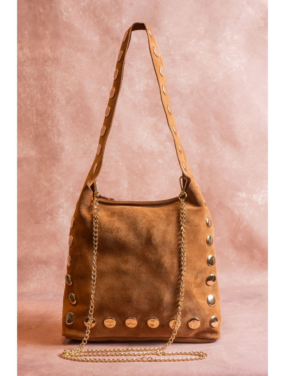 Sac Seau Porté Épaule En Croûte De Cuir De Vachette 4193 ALEXANE SUÈDE-Camel — vue 4