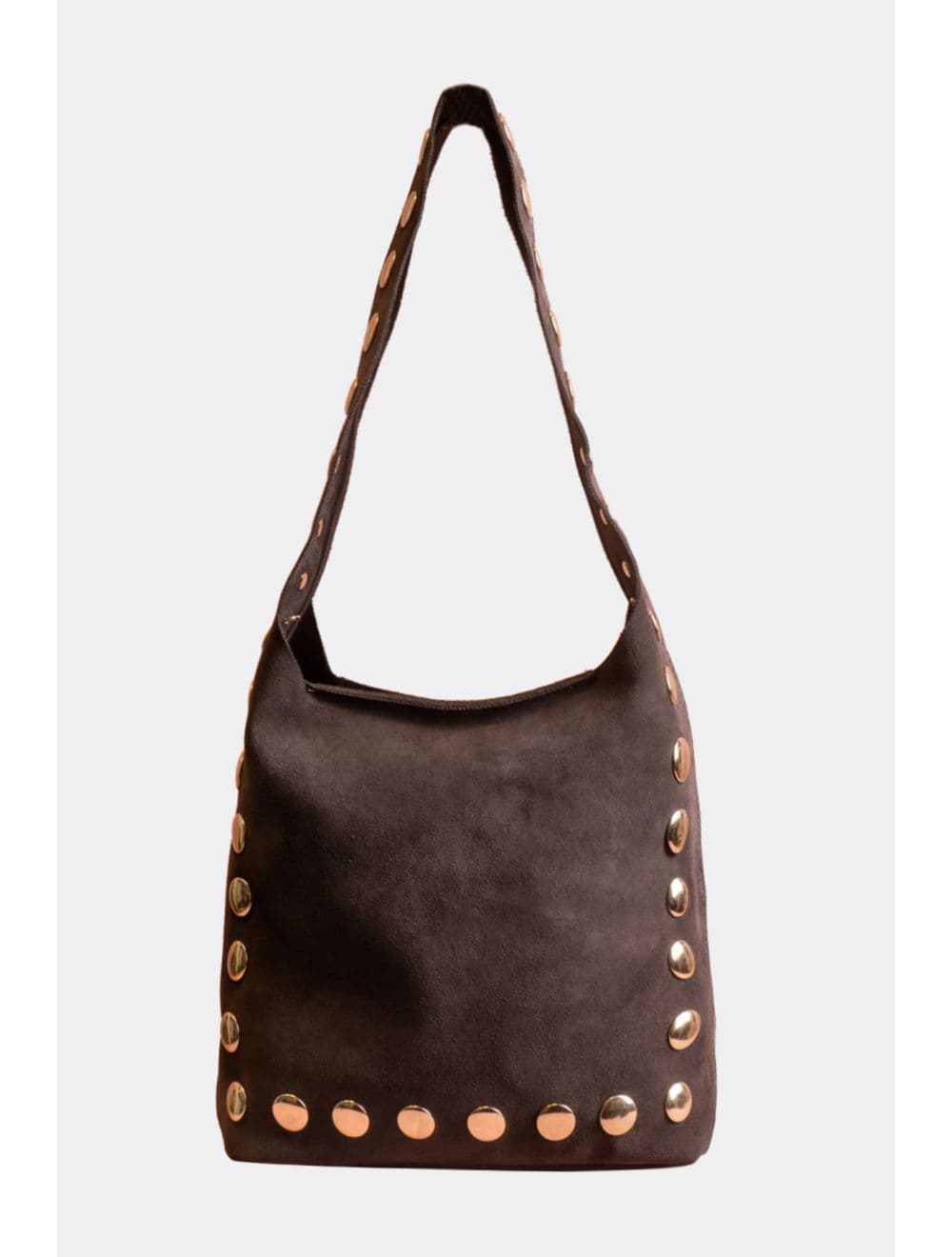 Sac Seau Porté Épaule En Croûte De Cuir De Vachette 4193 ALEXANE SUÈDE-Café