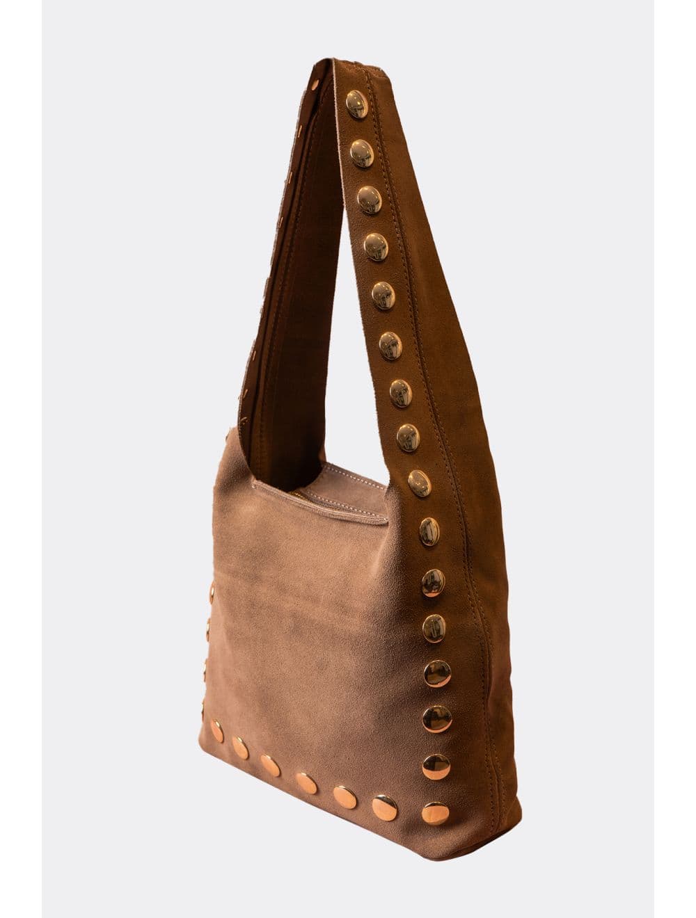 Sac Seau Porté Épaule En Croûte De Cuir De Vachette 4193 ALEXANE SUÈDE-Taupe — vue 2