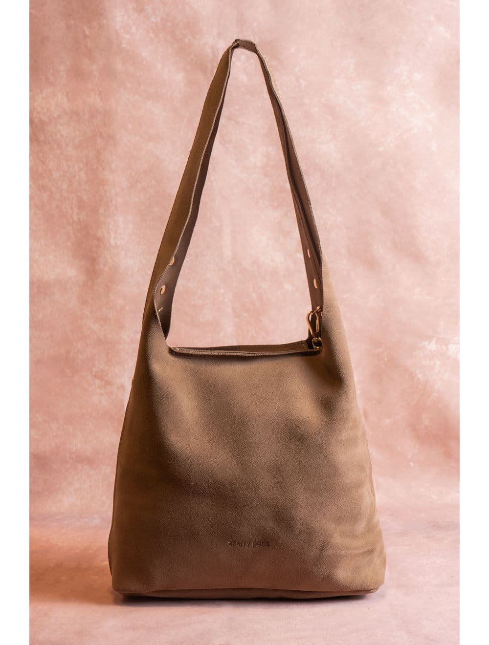 Sac Seau Porté Épaule En Croûte De Cuir De Vachette 4193 ALEXANE SUÈDE-Taupe — vue 3