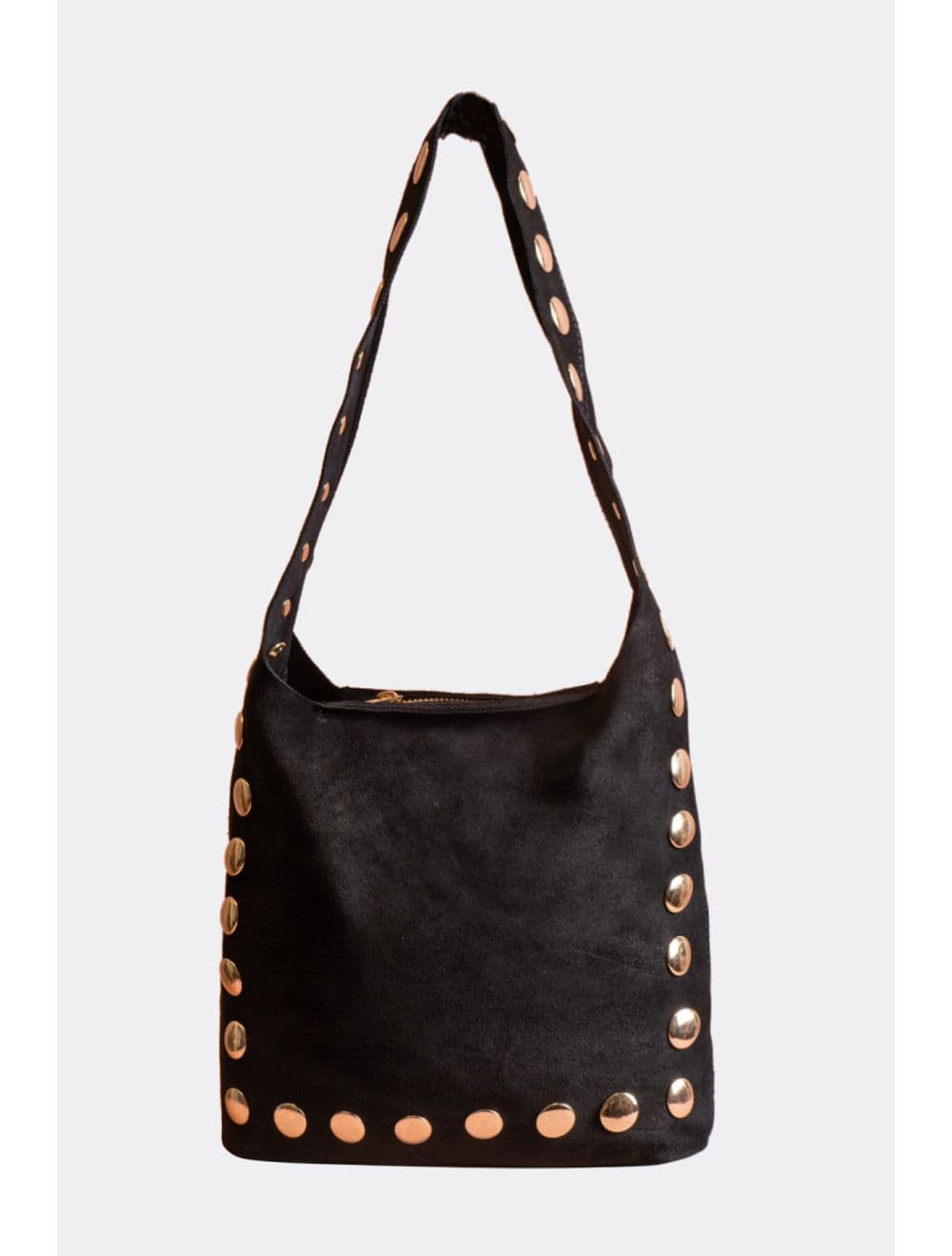 Sac Seau Porté Épaule En Croûte De Cuir De Vachette 4193 ALEXANE SUÈDE-Noir