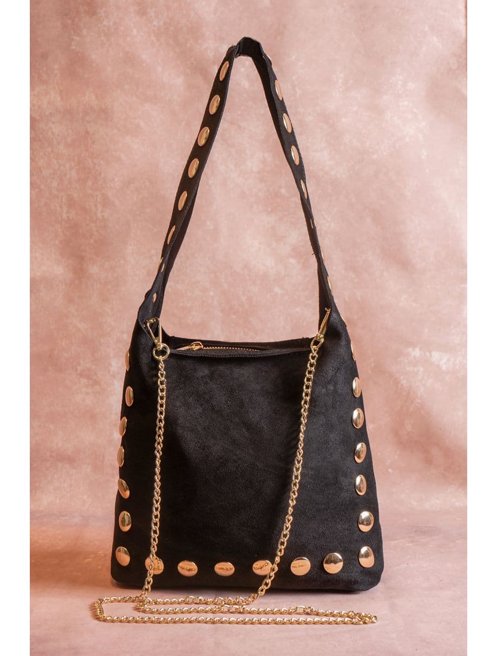 Sac Seau Porté Épaule En Croûte De Cuir De Vachette 4193 ALEXANE SUÈDE-Noir — vue 5
