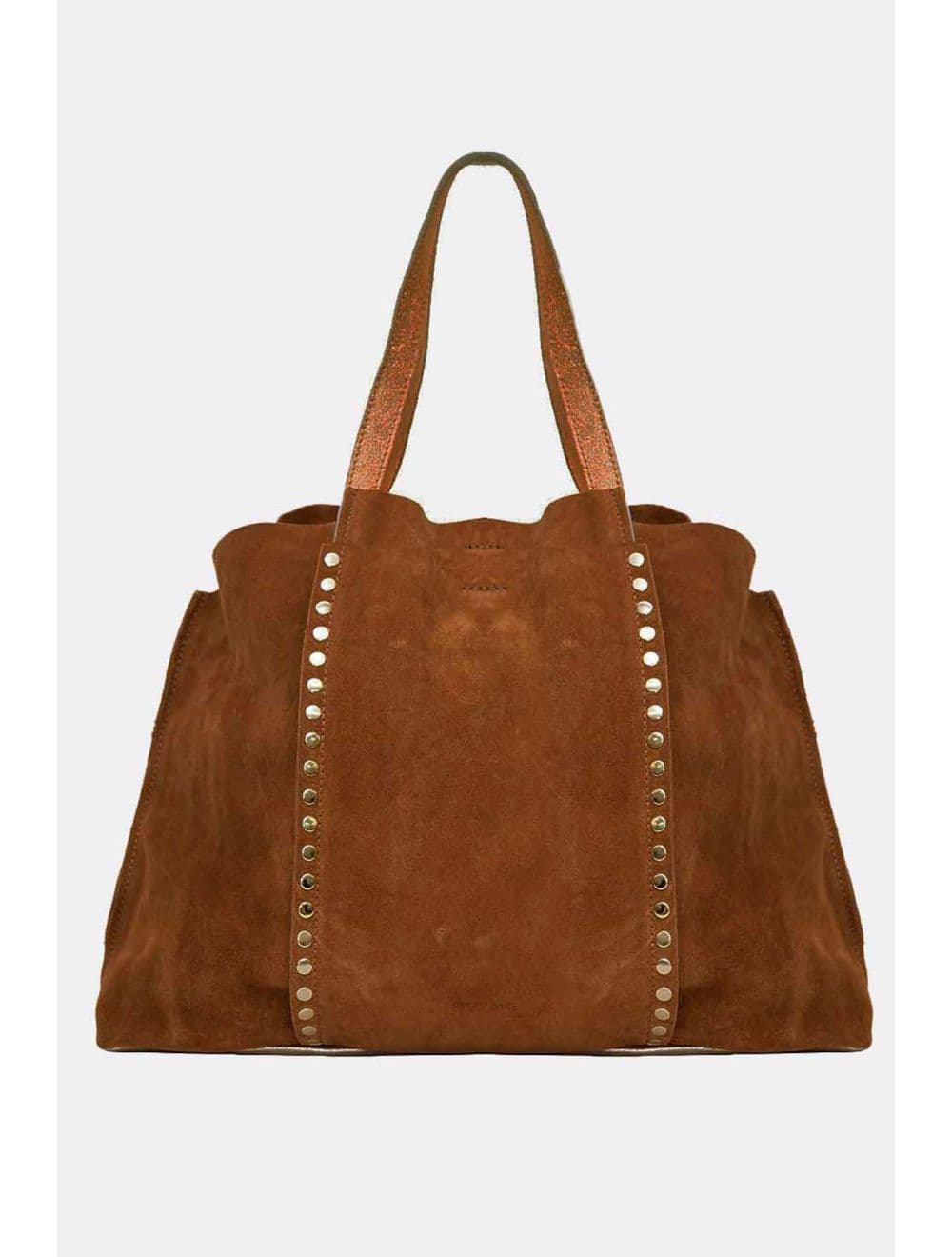 Sac Cabas en Croûte de Cuir Vachette Suède-GAELLE 4103-Marron