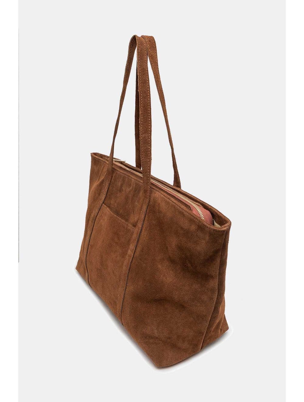 Sac Cabas En Croûte Cuir Vachette Suède 4173 FRANCESCA SUEDE-Marron — vue 5