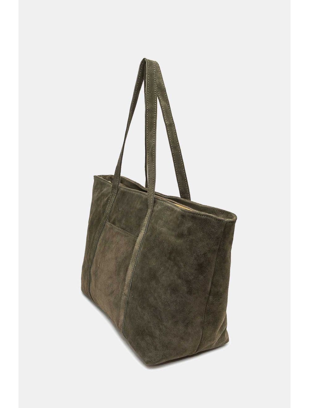 Sac Cabas En Croûte Cuir Vachette Suède 4173 FRANCESCA SUEDE-Kaki — vue 5