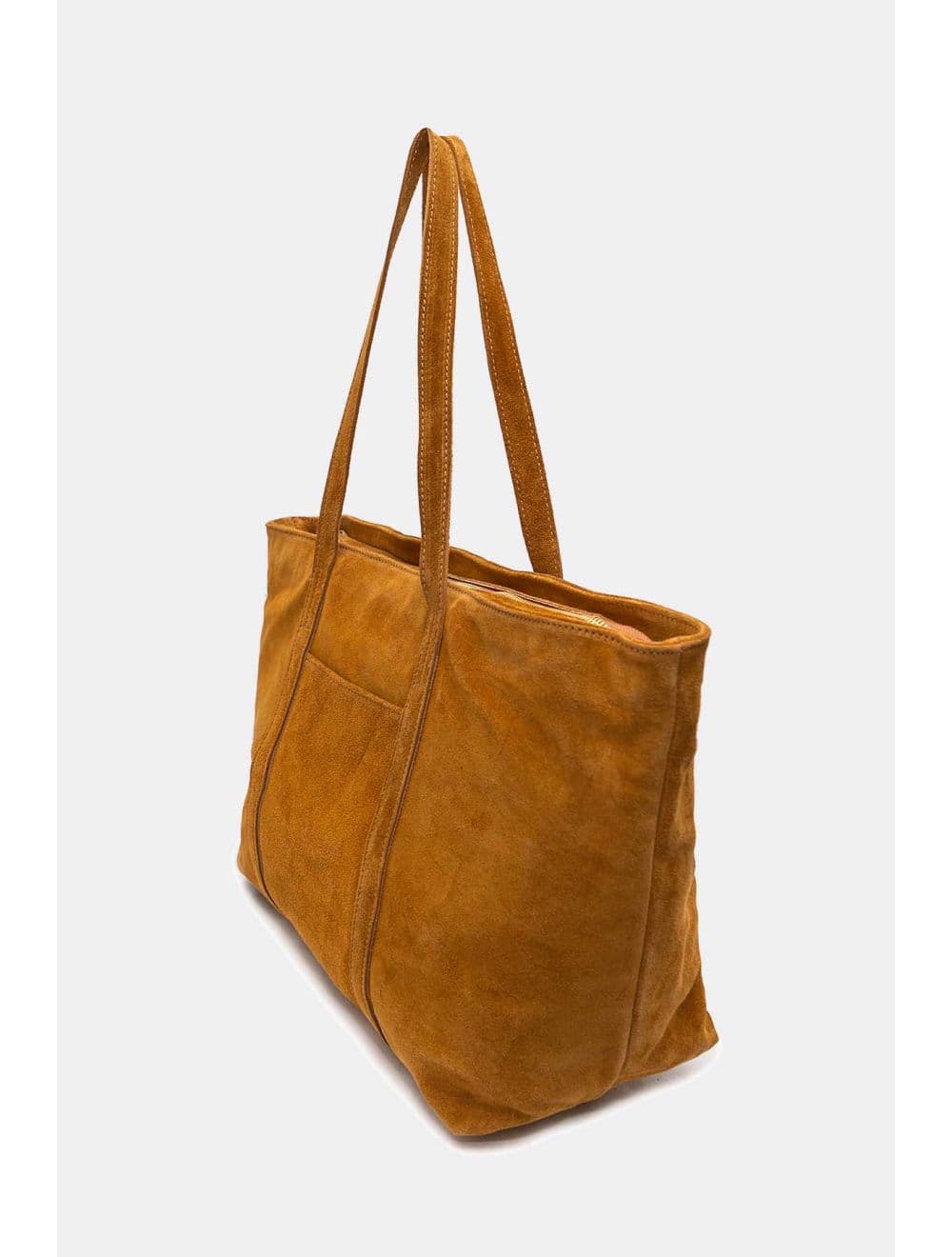 Sac Cabas En Croûte Cuir Vachette Suède 4173 FRANCESCA SUEDE-Camel — vue 4