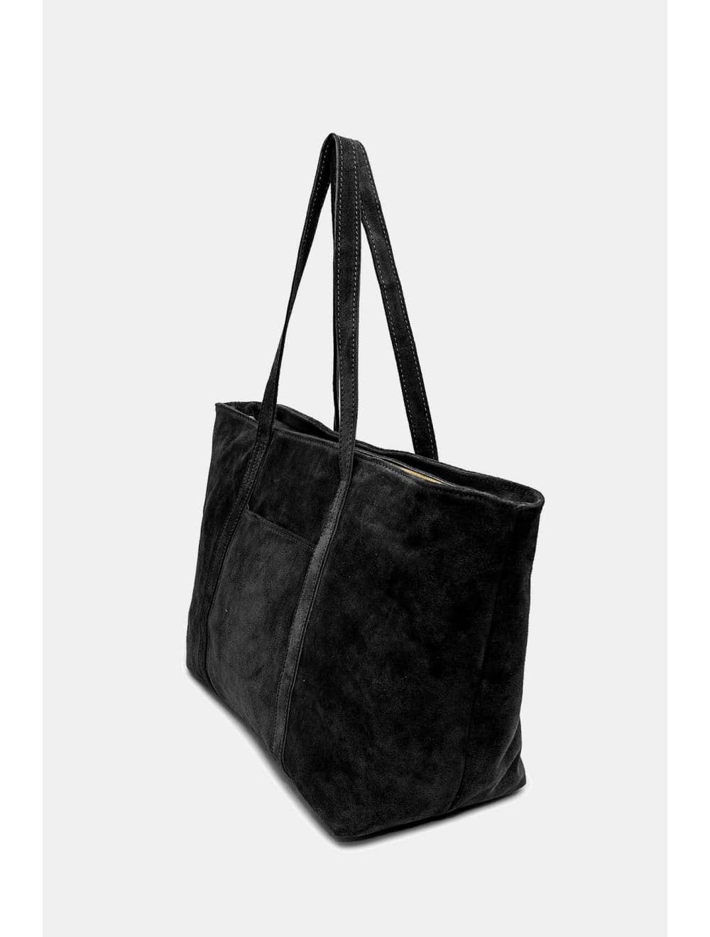 Sac Cabas En Croûte Cuir Vachette Suède 4173 FRANCESCA SUEDE-Noir — vue 5