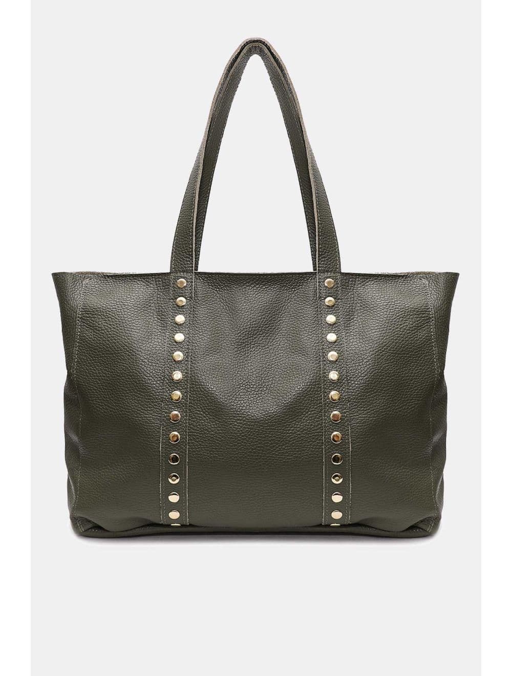 Sac Cabas Cuir De Vachette Grainé Clouté 4155 NOELIE-Kaki