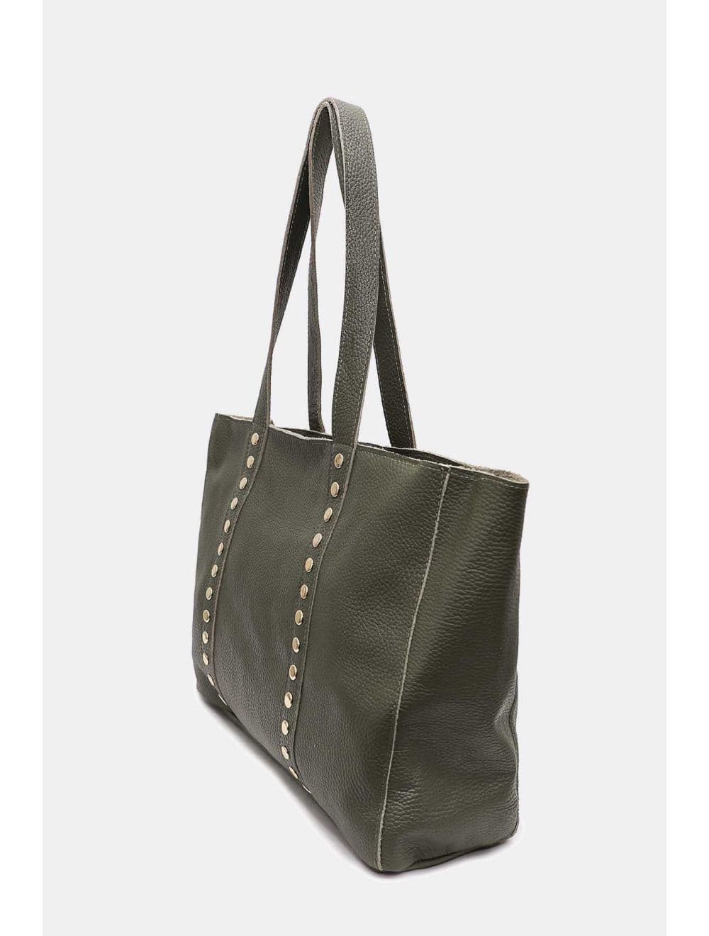 Sac Cabas Cuir De Vachette Grainé Clouté 4155 NOELIE-Kaki — vue 2