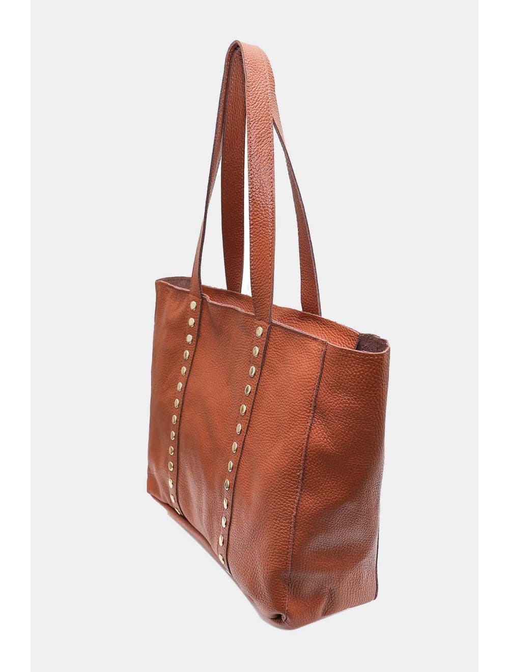 Sac Cabas Cuir De Vachette Grainé Clouté 4155 NOELIE-Cognac — vue 4