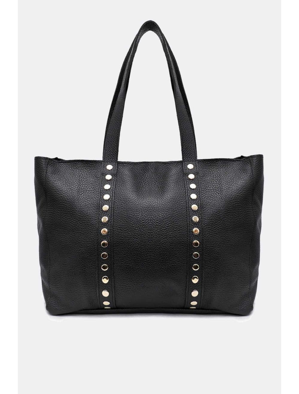 Sac Cabas Cuir De Vachette Grainé Clouté 4155 NOELIE-Noir
