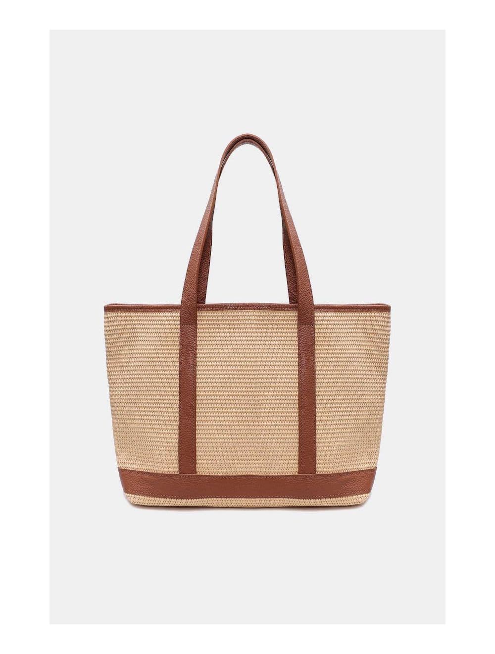 Sac Cabas Raphia et Cuir Vachette Grainé 4133C SATINE RAPHIA-Cognac — vue 3