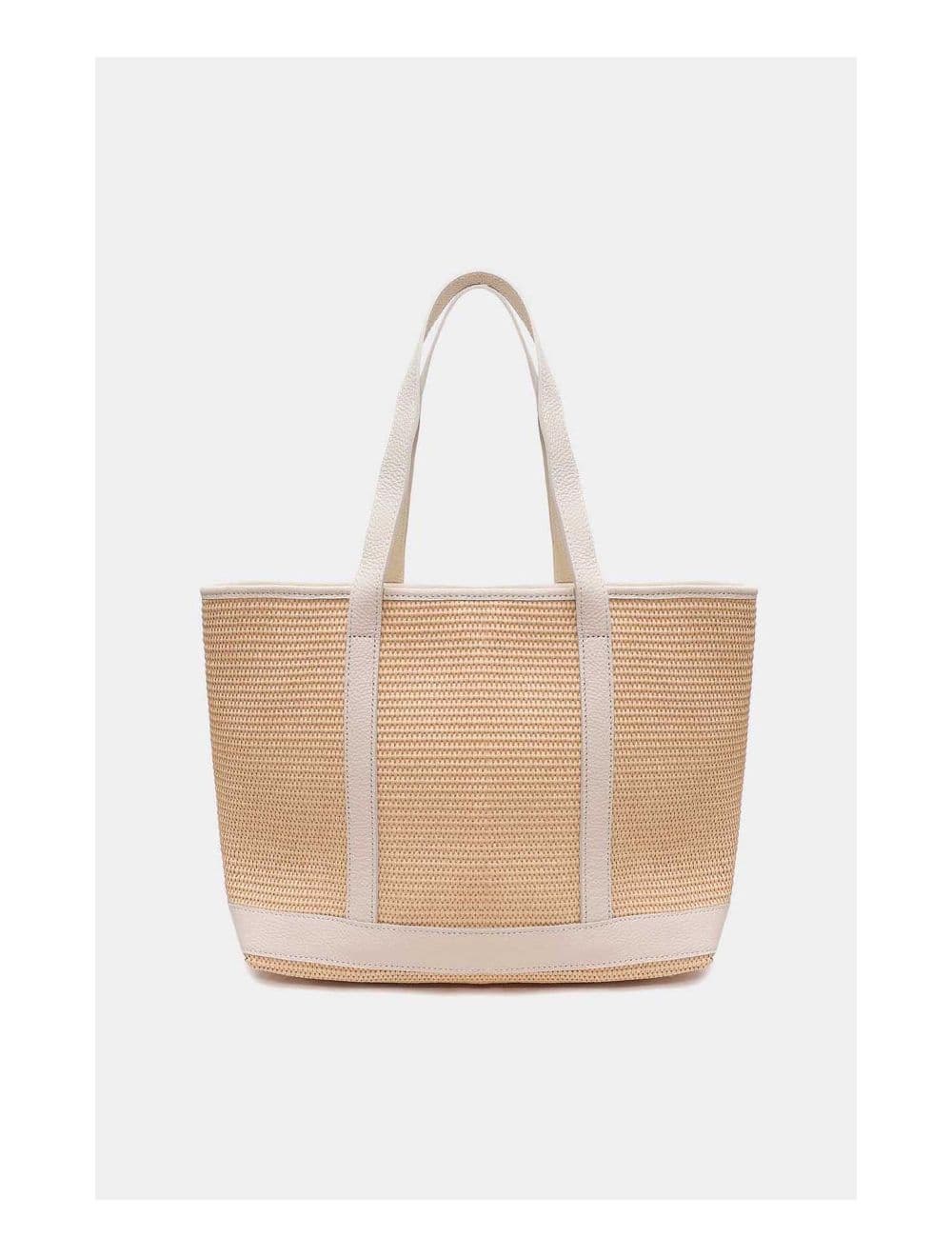 Sac Cabas Raphia et Cuir Vachette Grainé 4133C SATINE RAPHIA-Beige — vue 2