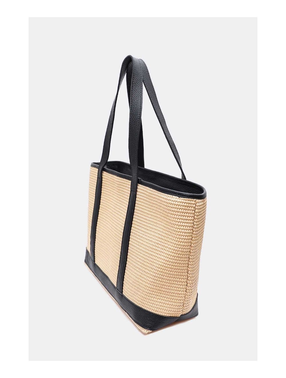 Sac Cabas Raphia et Cuir Vachette Grainé 4133C SATINE RAPHIA-Noir — vue 3
