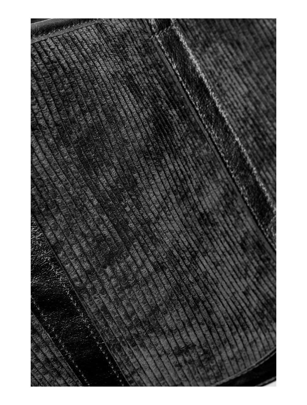 Sac Cabas en Textile Velours Garni Croûte Cuir Vachette 4133 SATINE-Noir