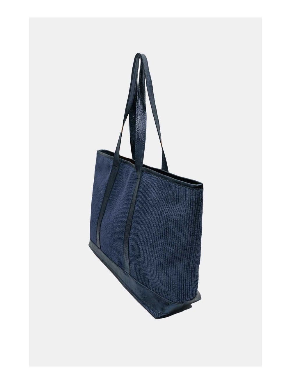 Sac Cabas en Textile Velours Garni Croûte Cuir Vachette 4133 SATINE-Bleu — vue 3