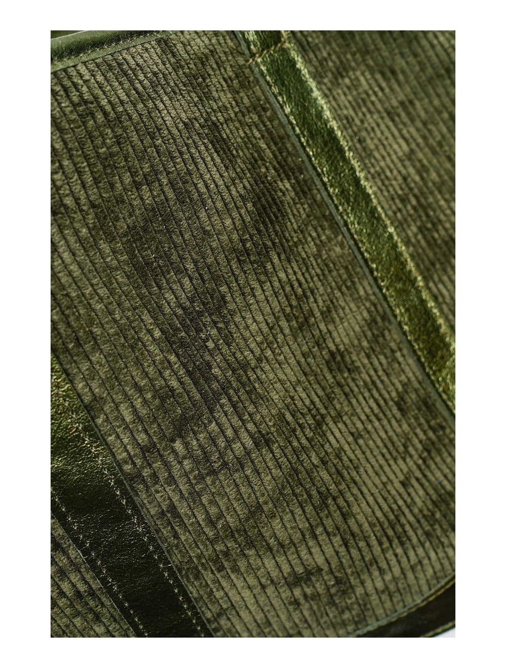 Sac Cabas en Textile Velours Garni Croûte Cuir Vachette 4133 SATINE-Kaki