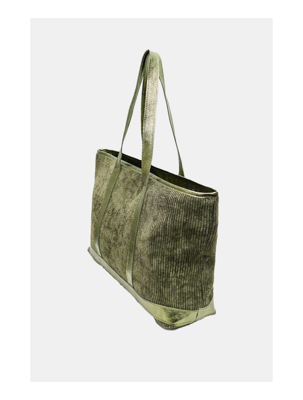 Sac Cabas en Textile Velours Garni Croûte Cuir Vachette 4133 SATINE-Kaki — vue 4