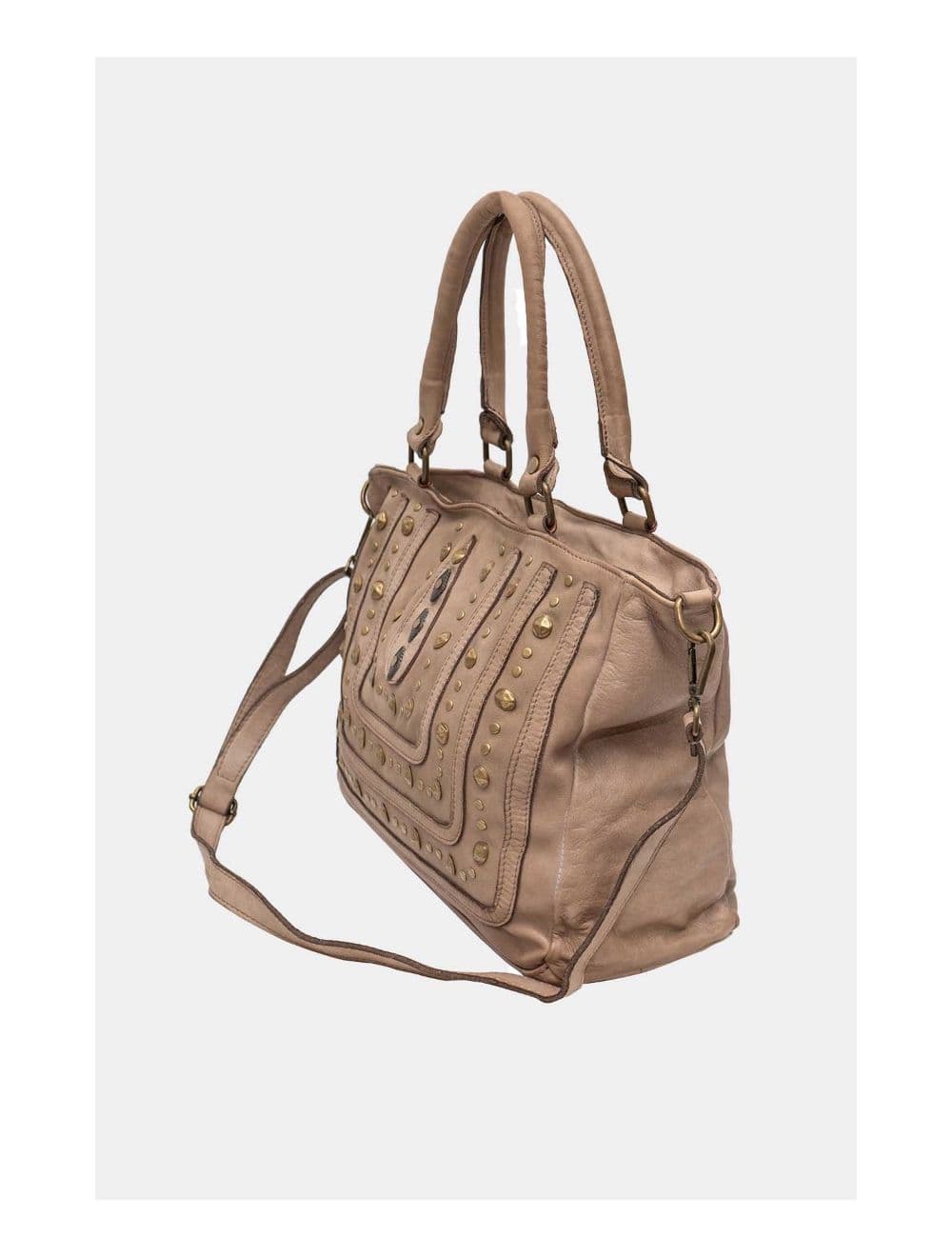 Sac Porté Épaule En Cuir Vachette Motif Clouté CASTILLE 4116-Camel — vue 3